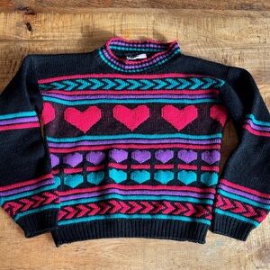 Kids' Black Heart Pattern Sweater